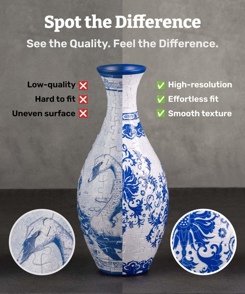 Pintoo 3D Puzzle Vase Unique Flower Vase Made by 160 Curved Plastic Puzzle Pieces House Warming Gift for Flower Arrangements and Home Decoration - [S1024] (Translucent, Carp with Lotus) - Image 4